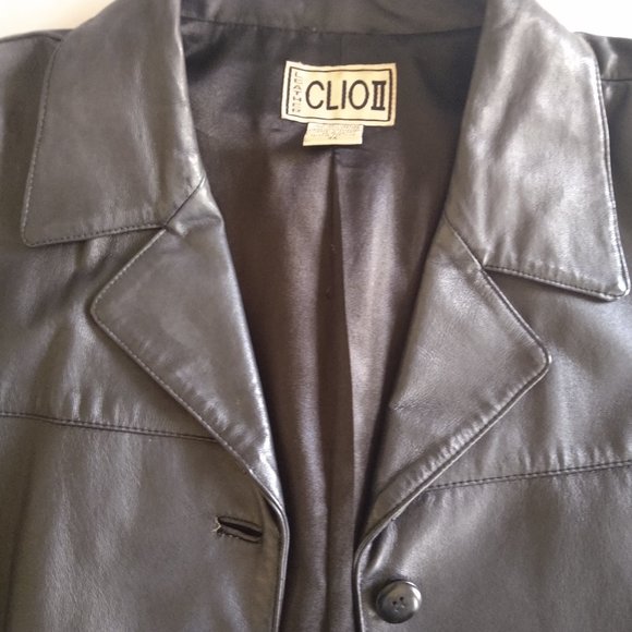 Vintage Black Leather Jacket Clio ll Unisex sz 3X - Picture 2 of 7
